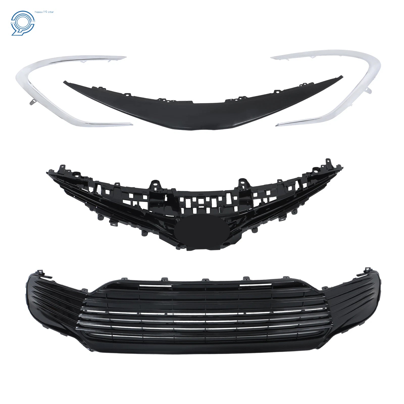 Set of 2 Front Upper Lower Grille Strip Trim for Toyota Camry LE (2021–2022)