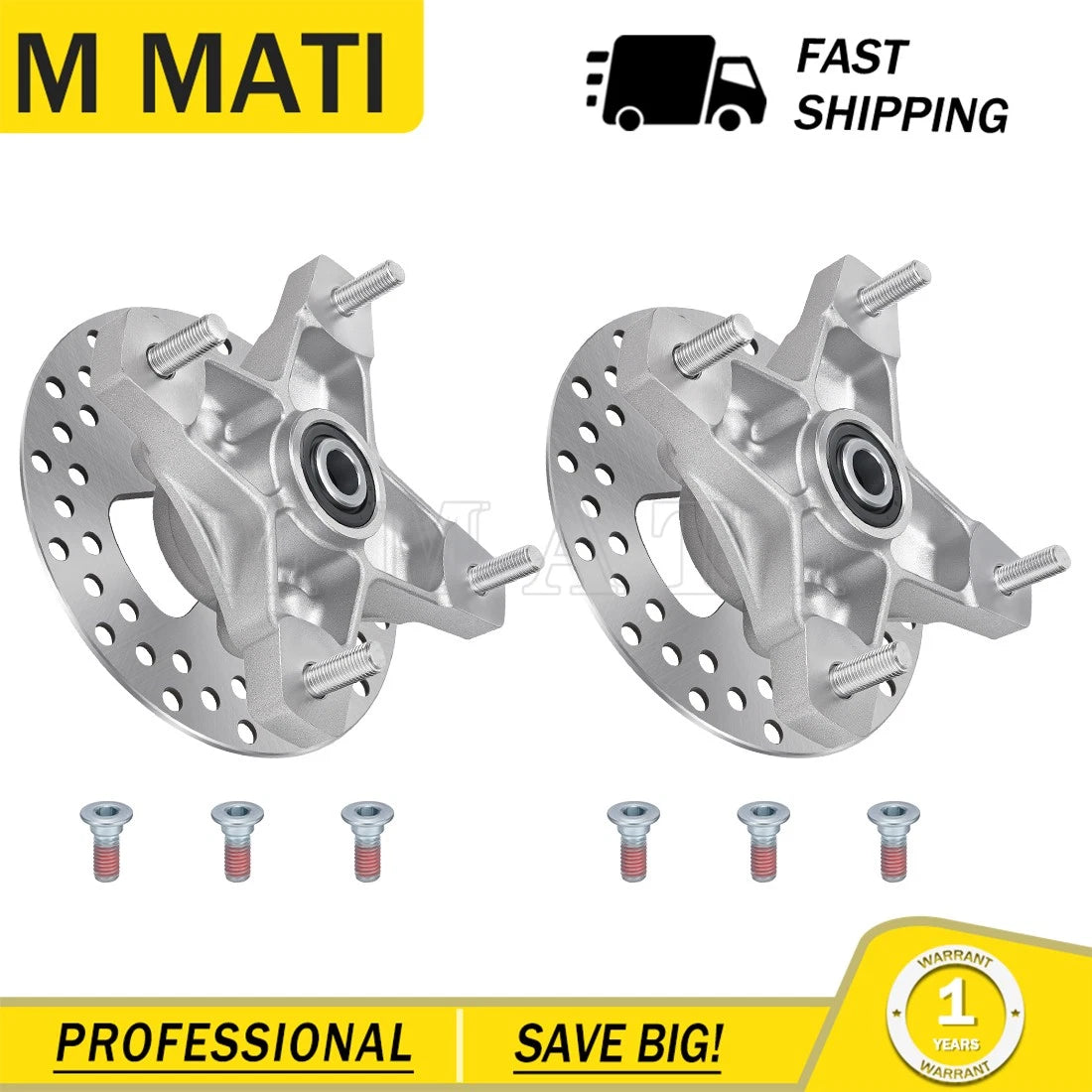 Set of 2 Front Left & Right Wheel Hubs w/Brake Disc for Honda TRX250EX (2001–2008)