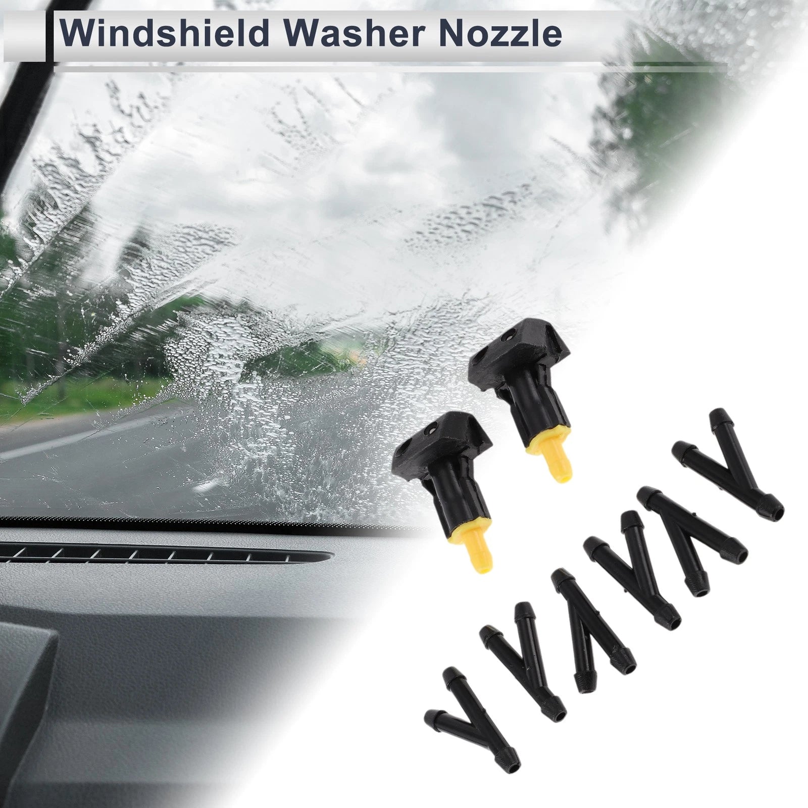 Set of 6 Windshield Washer Nozzles w/ Hose Connector for Nissan