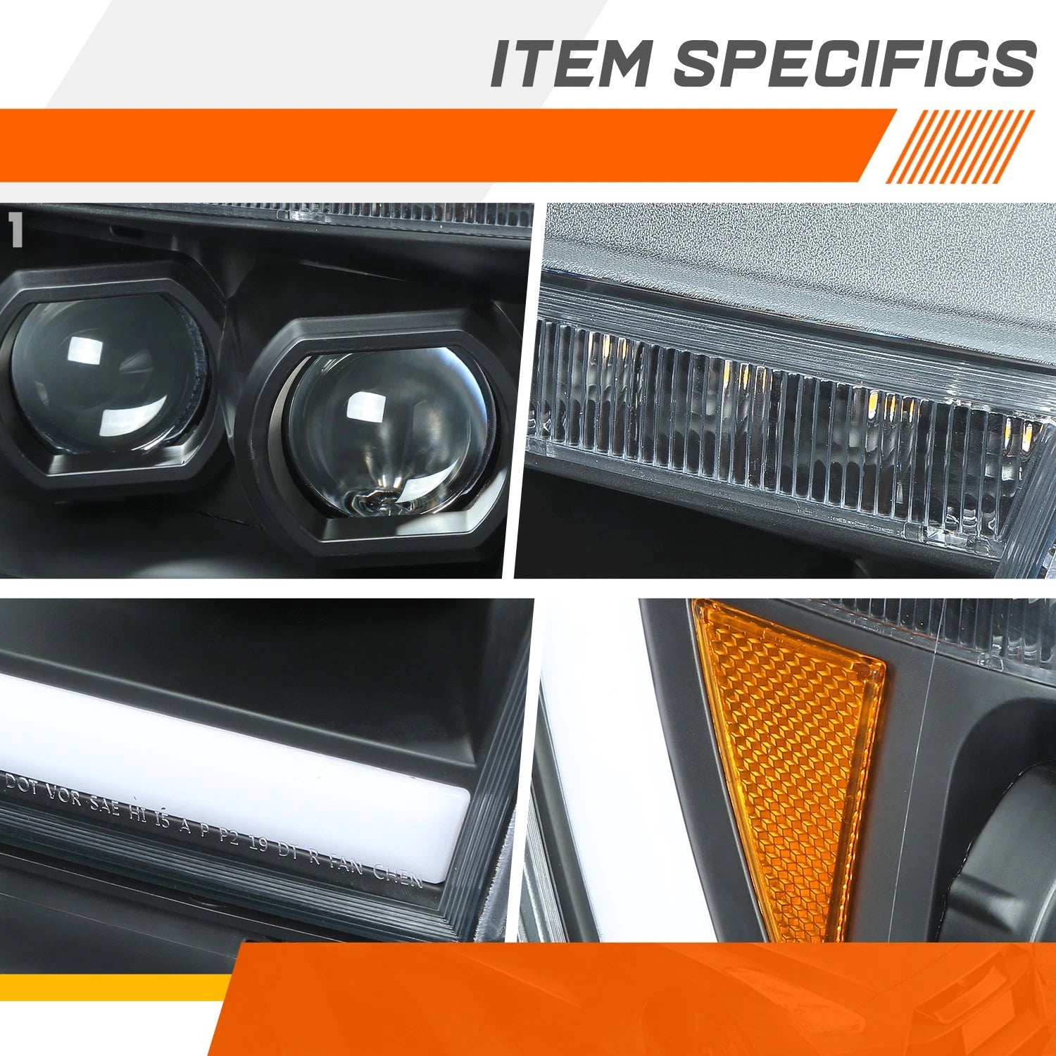LED DRL Projector Sequential Signal Headlights for Ram 1500 (2019–2024)