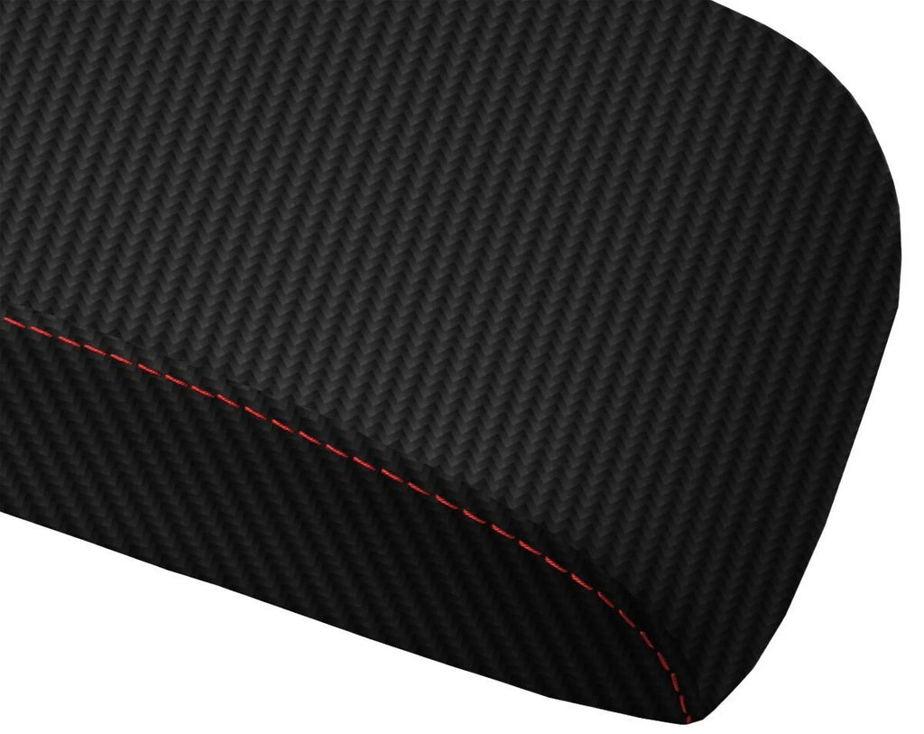 Console Lid Armrest Cover for Honda Element (2007–2011) Carbon Fiber Red Stitch