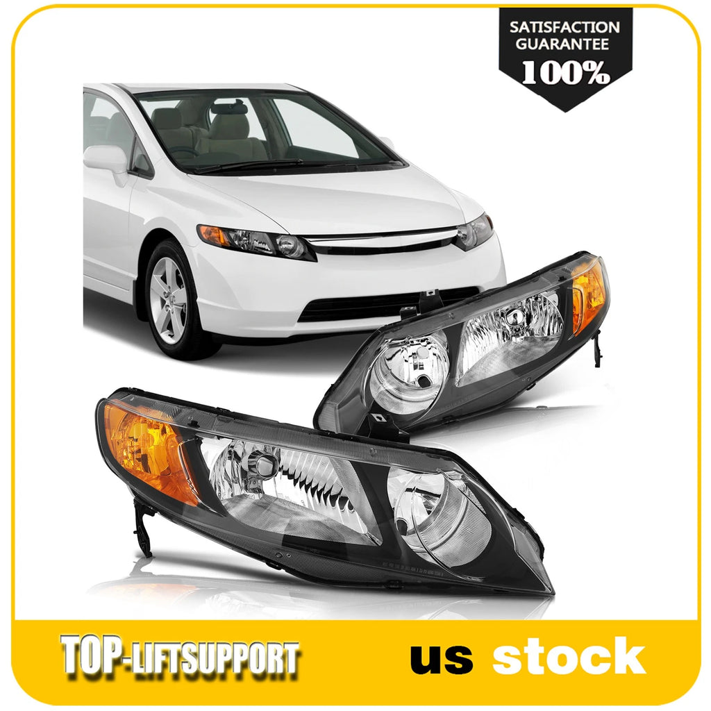 Headlight Assembly for Honda Civic Sedan (2006–2011) Driver + Passenger Sides