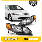 Headlight Assembly for Honda Civic Sedan (2006–2011) Driver + Passenger Sides