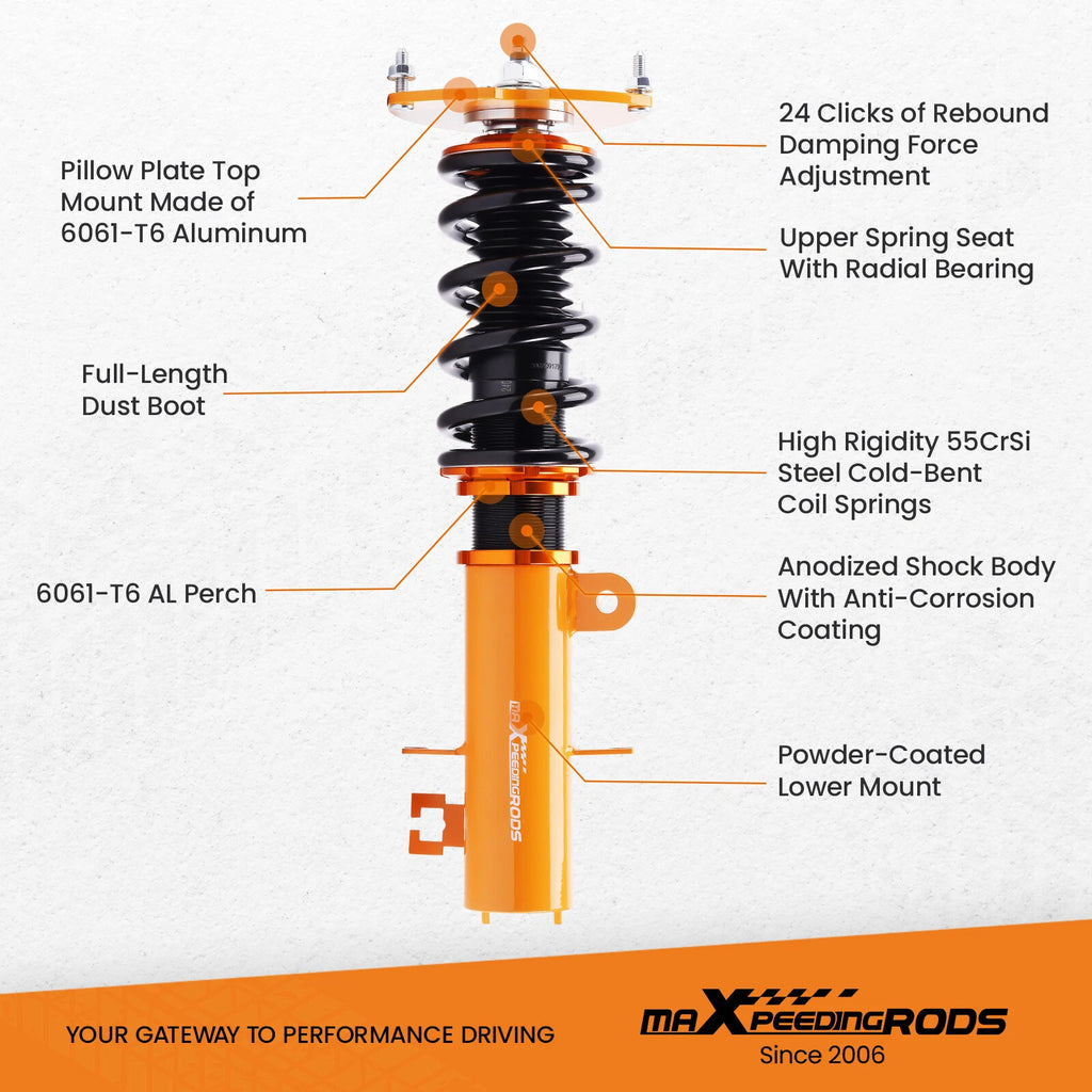 24-Way Damper Coilovers Struts Kit for Nissan Altima (2007–2013), Maxima (2009–2014)