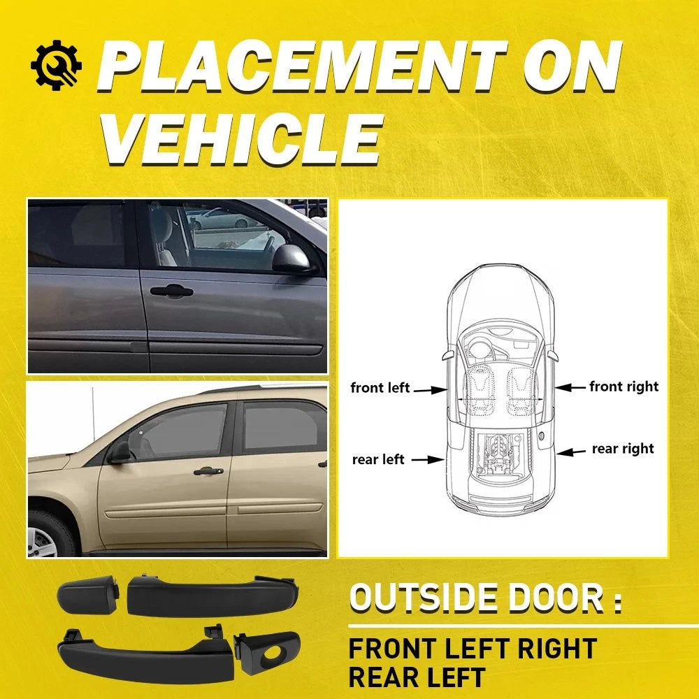 2X Black Front Door Handle for Pontiac G6 (2005–2010) LH+RH