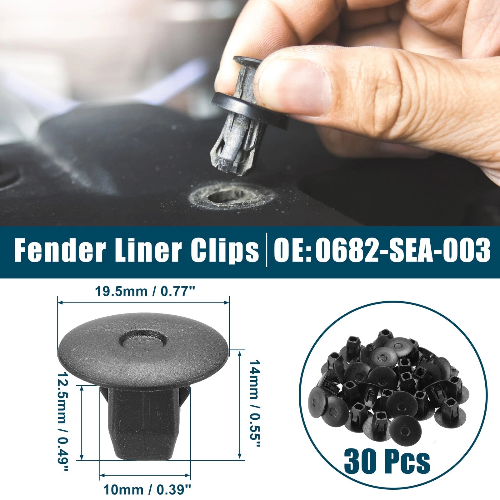 30 Pcs Fender Liner Clips for Honda Accord (No. 90682-SEA-003)