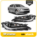 Pair Black Halogen Headlight Assembly with DRL Projector for Chrysler 200 (2015–2017)