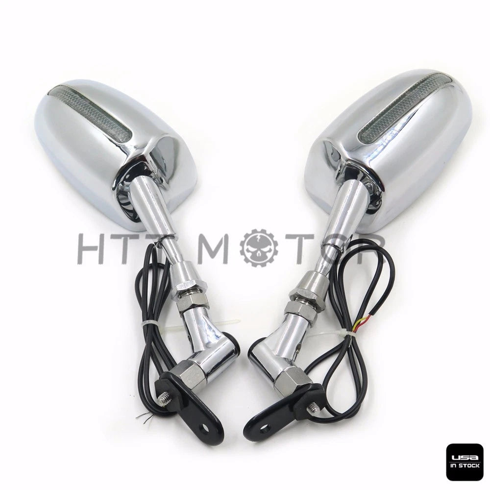 LED Turn Signals Integrated Indicator Racing Mirrors for Universal Vehicles (6mm)