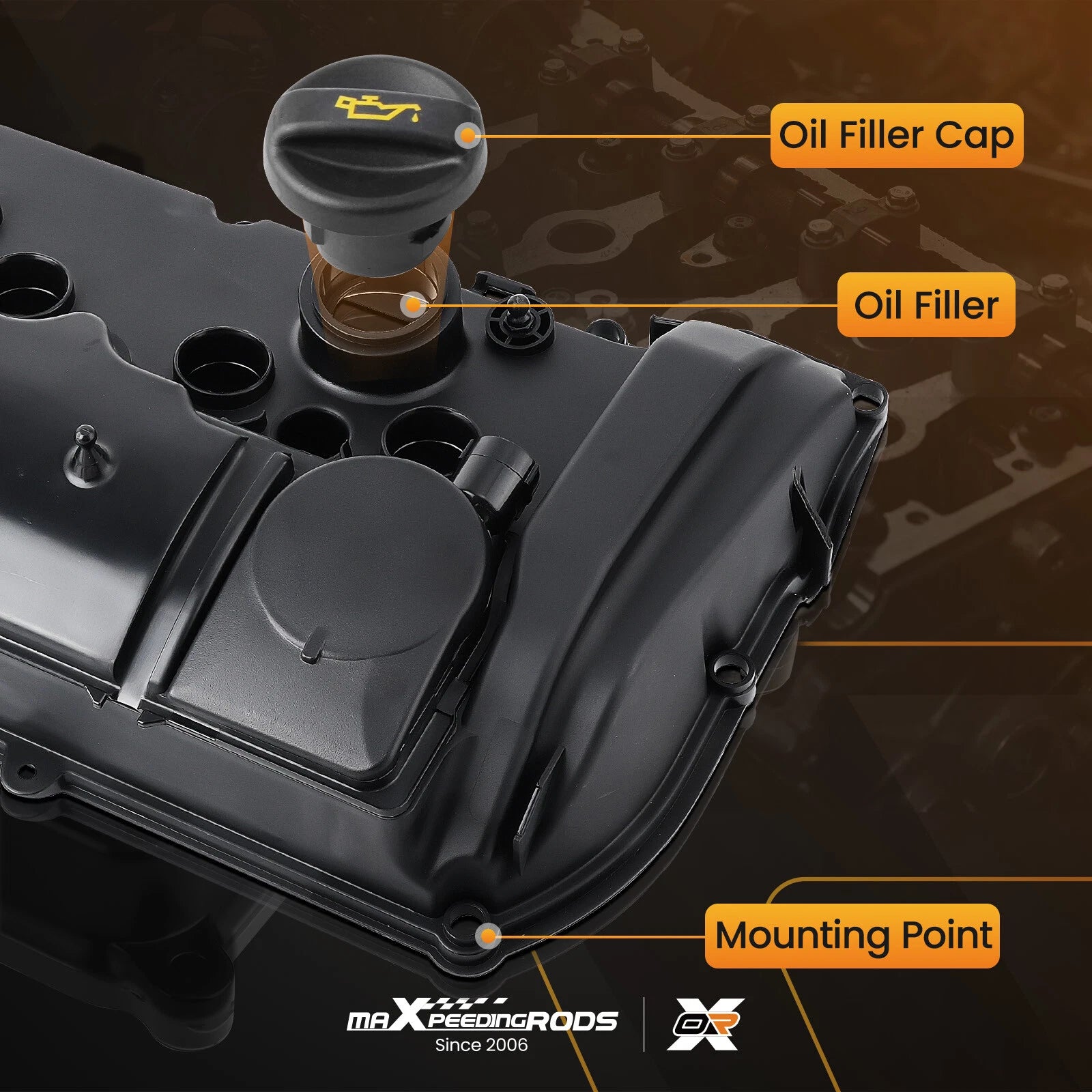 Valve Cover Set with Gasket & Oil Cap for BMW 118i 120i (2012–2016)