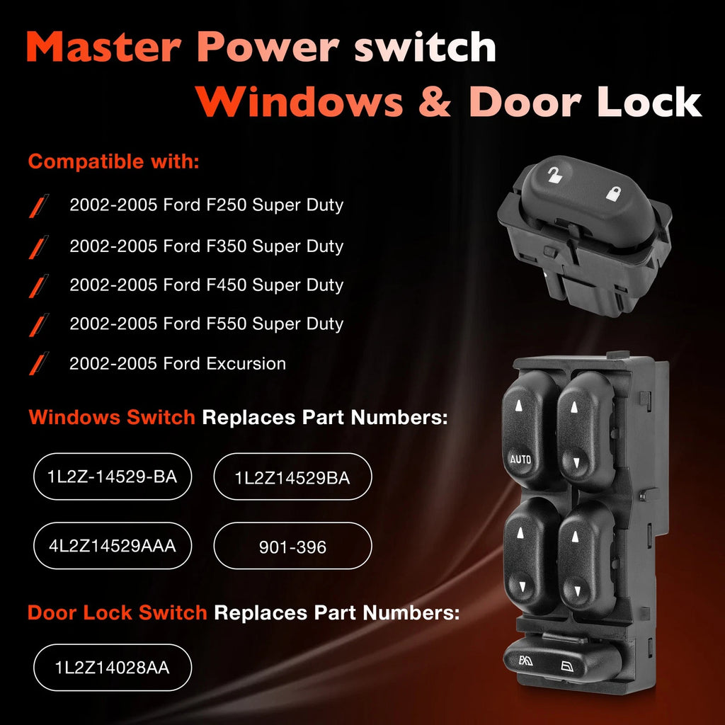 Power Window & Door Lock Switch for Ford F250 Excursion Explorer (2002-2005)