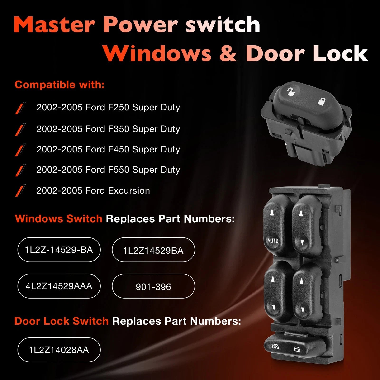 Power Window & Door Lock Switch for Ford F250 Excursion Explorer (2002-2005)