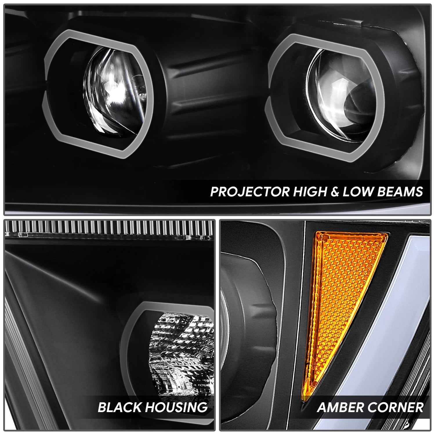 Projector Headlights for Ram 1500 (2019–2024) - Black Housing, Amber Corner