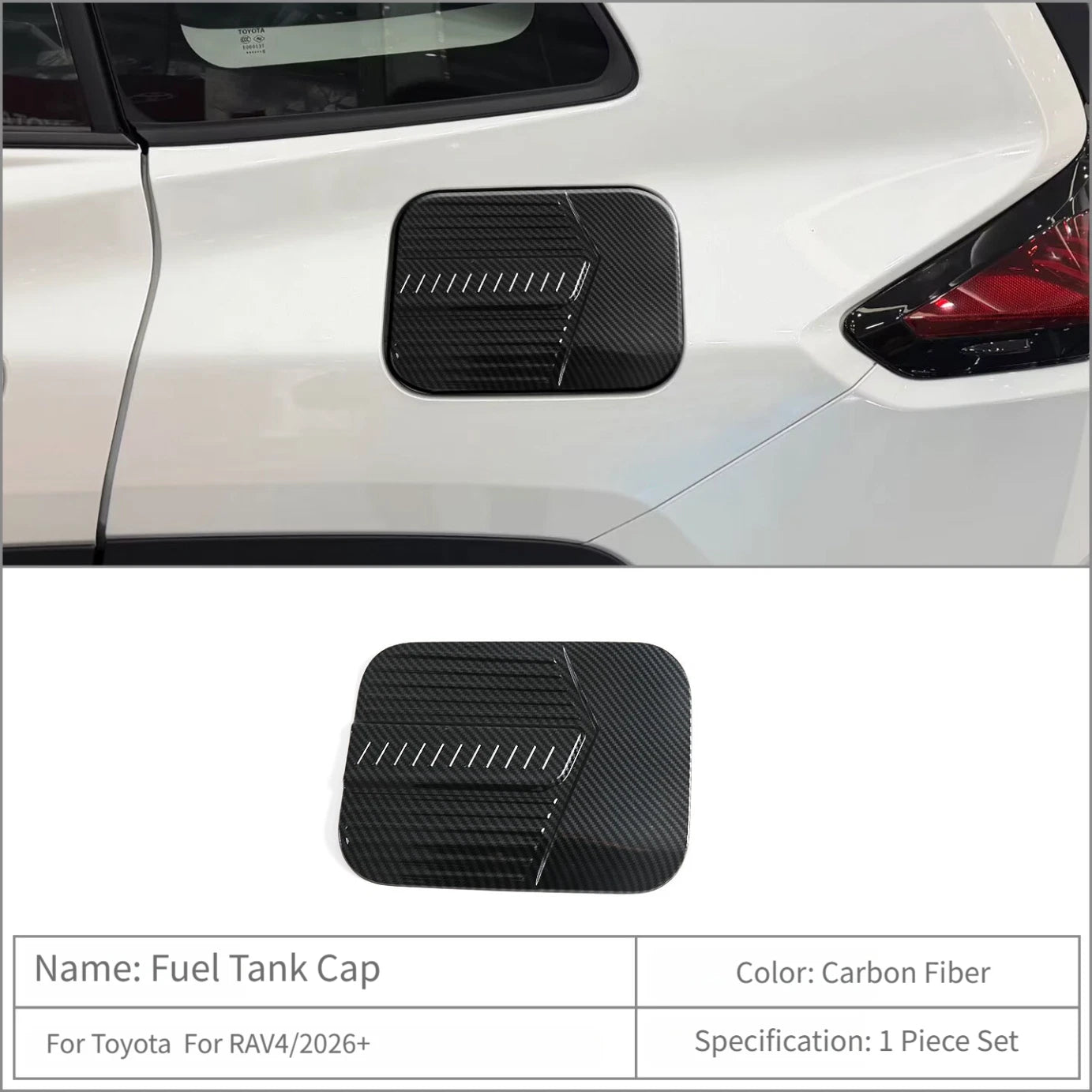 Glossy Black ABS Fuel Tank Cap Cover for Toyota RAV4 (2026)