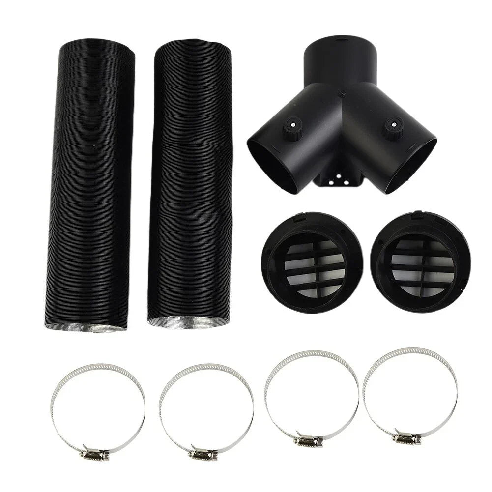 75mm Pipe Ducting Y Piece + Warm Air-Outlet Vent + Hose Clip for Diesel-Heater