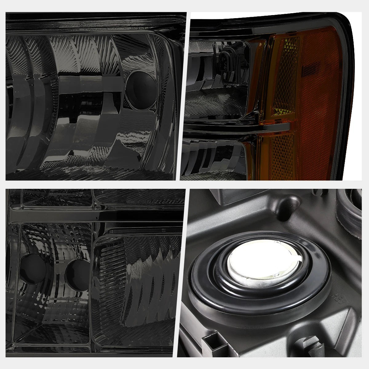 Smoked Housing Headlight & Amber Corner Signal Lamps for GMC Sierra (2007–2014)
