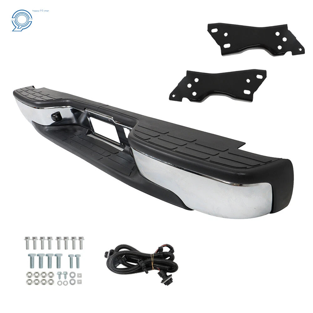 Chrome Rear Step Bumper for Chevy Silverado 1500 GMC Sierra 1500 (1999–2007)