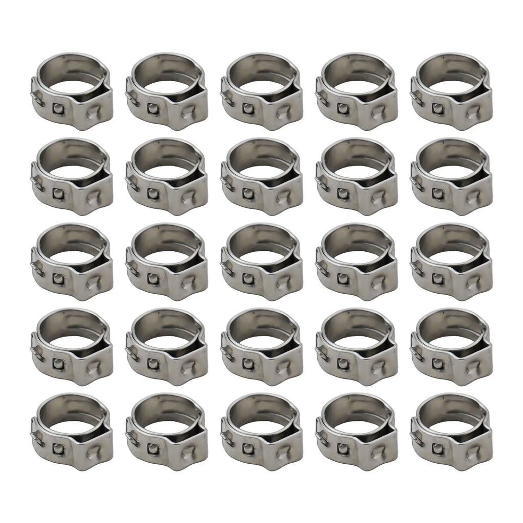 Set of 25 Stainless Steel Hose Clamps for Industrial Use
