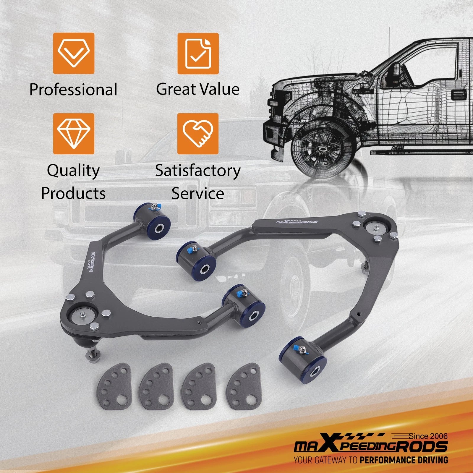 Upper Drop Alignment Control Arms Kit for Silverado Sierra 1500 (2007-2015)