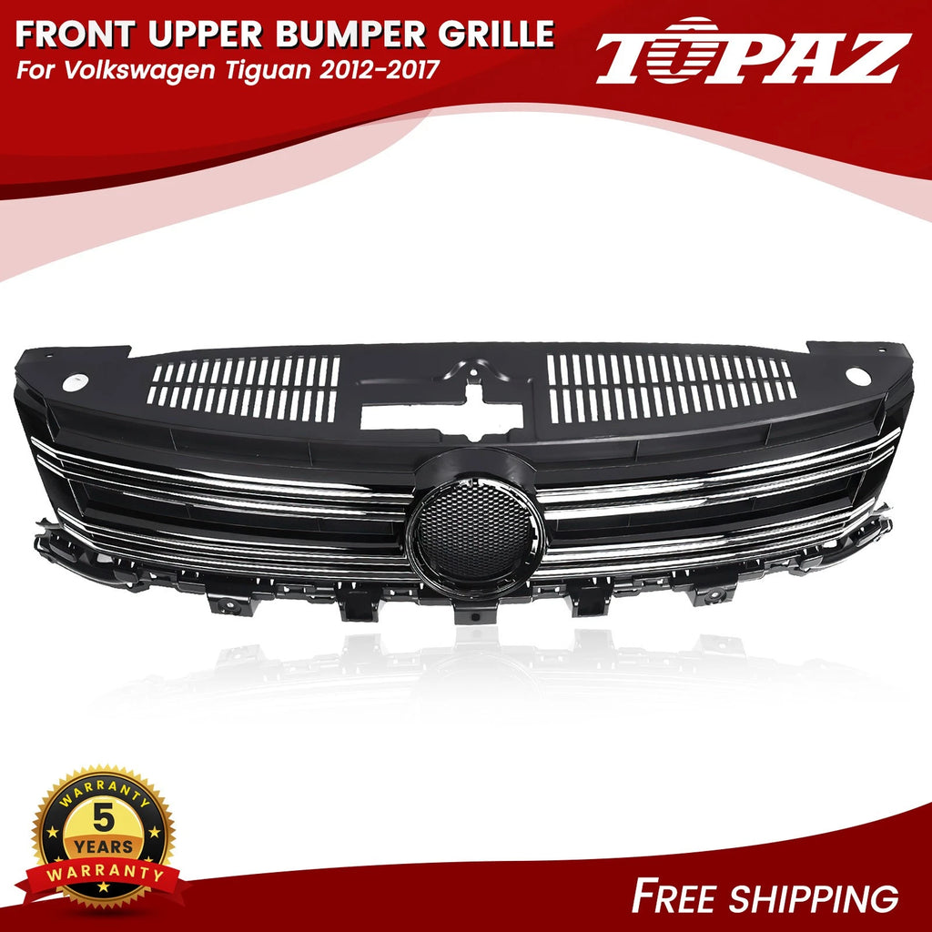 Front Upper Bumper Grille with Chrome Trim for VW Tiguan (2012–2017)
