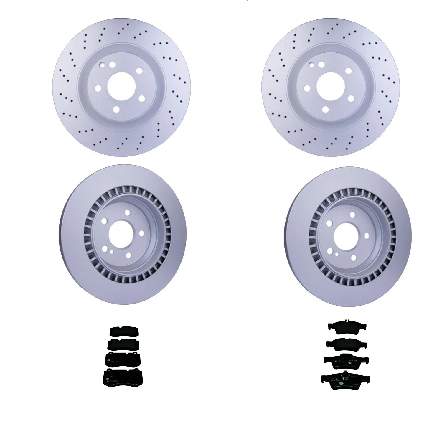 Hella Front & Rear Low-Met Disc Brake Pad Kit for Mercedes C216 CL550 CL600 (2007–2014)