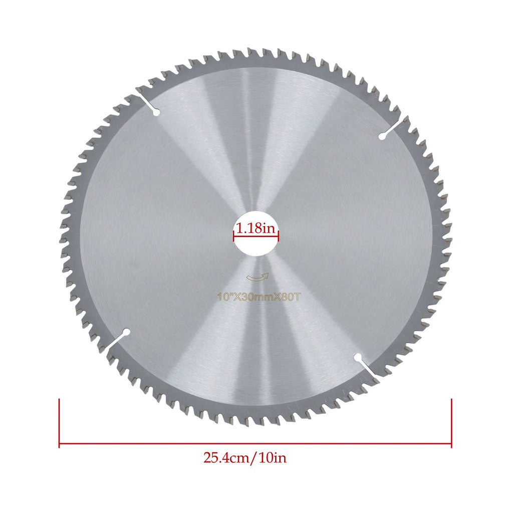 10-Inch 80 Tooth Carbide Saw Blade for Wood Aluminum (30mm Arbor)
