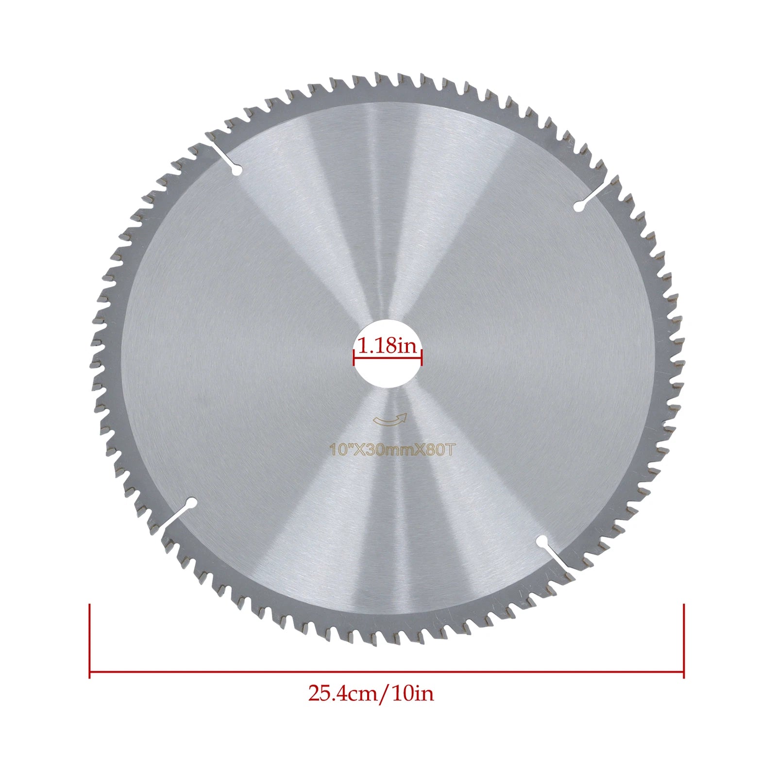 10-Inch 80 Tooth Carbide Saw Blade for Wood Aluminum (30mm Arbor)