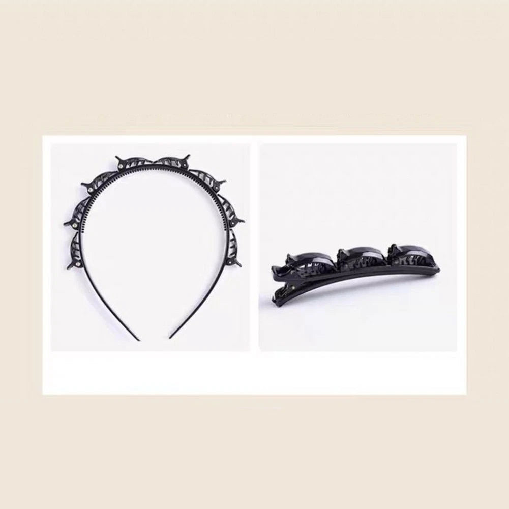 Textured MultiLayer Hair Band with Bangs Clip for Creative Hairstyles