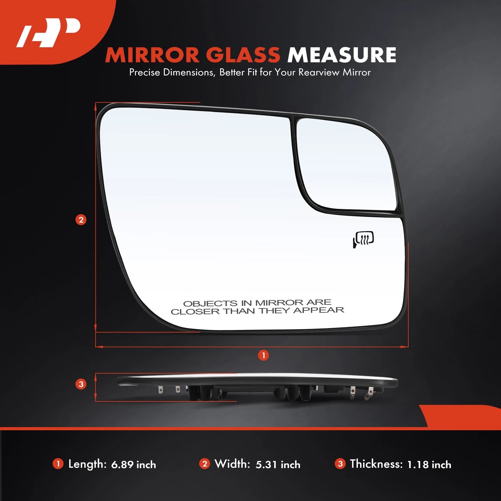 Passenger Power Mirror Glass with Spotter for Ford Explorer (2011–2019)