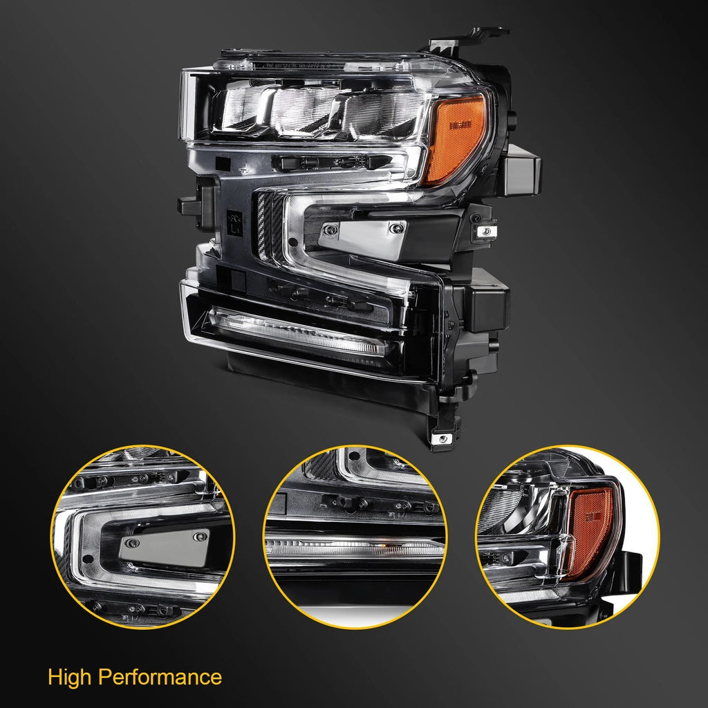 Driver Side Headlight for Chevy Silverado 1500 (2019–2022) Halogen Signal Bar