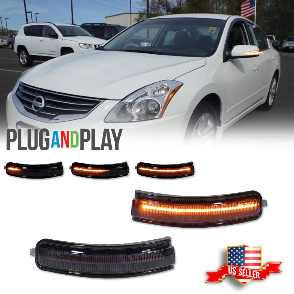 Smoke Sequential Amber LED Side Mirror Signal Lights for Nissan Maxima (2009–2014)