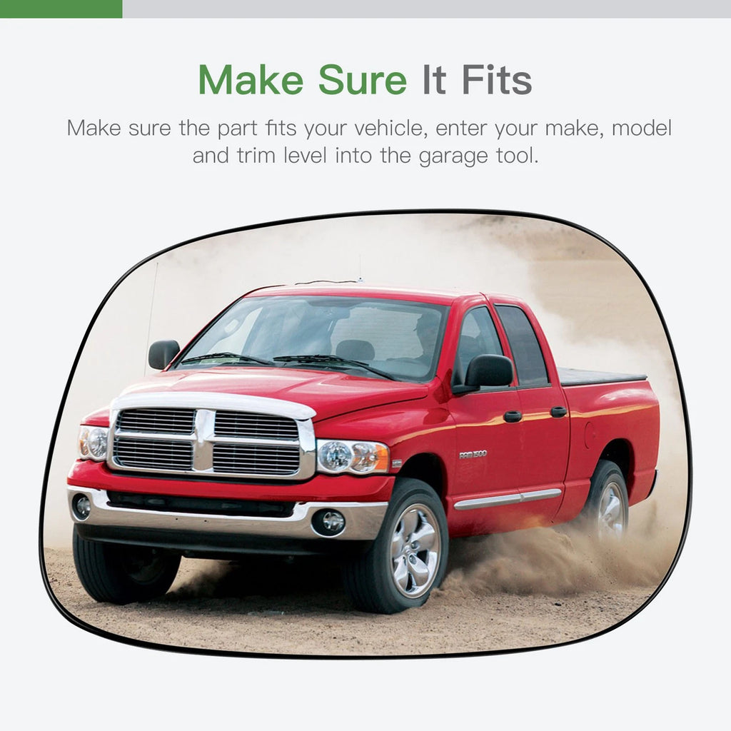 Replacement View Mirror Glass Driver Side for Dodge Ram Pickup (2002–2004)