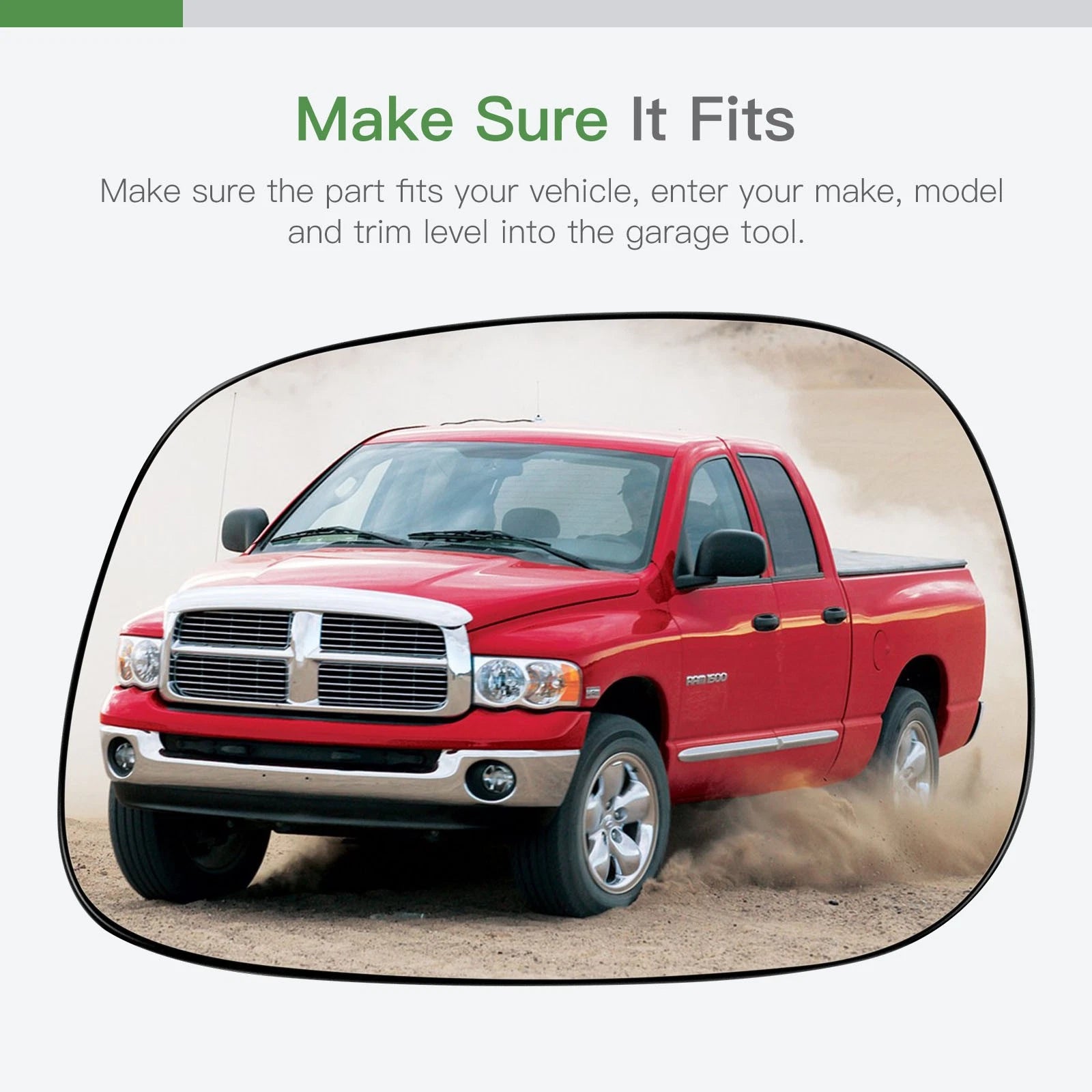 Replacement View Mirror Glass Driver Side for Dodge Ram Pickup (2002–2004)