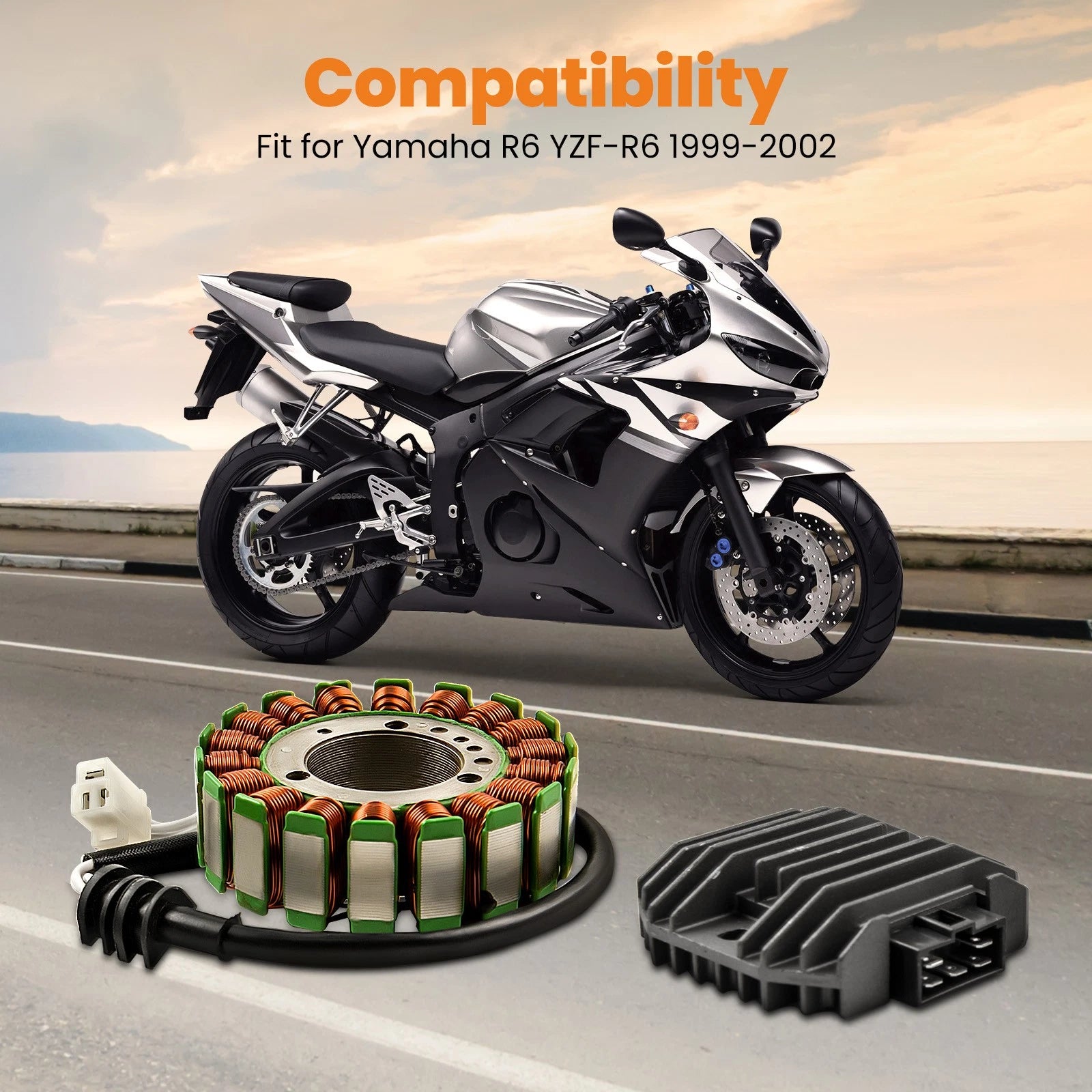 Stator & Regulator Rectifier for Yamaha R6 YZF-R6 (1999–2002)