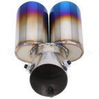2.5" Stainless Steel Dual Exhaust Muffler Pipe Blue Tail Tip Universal
