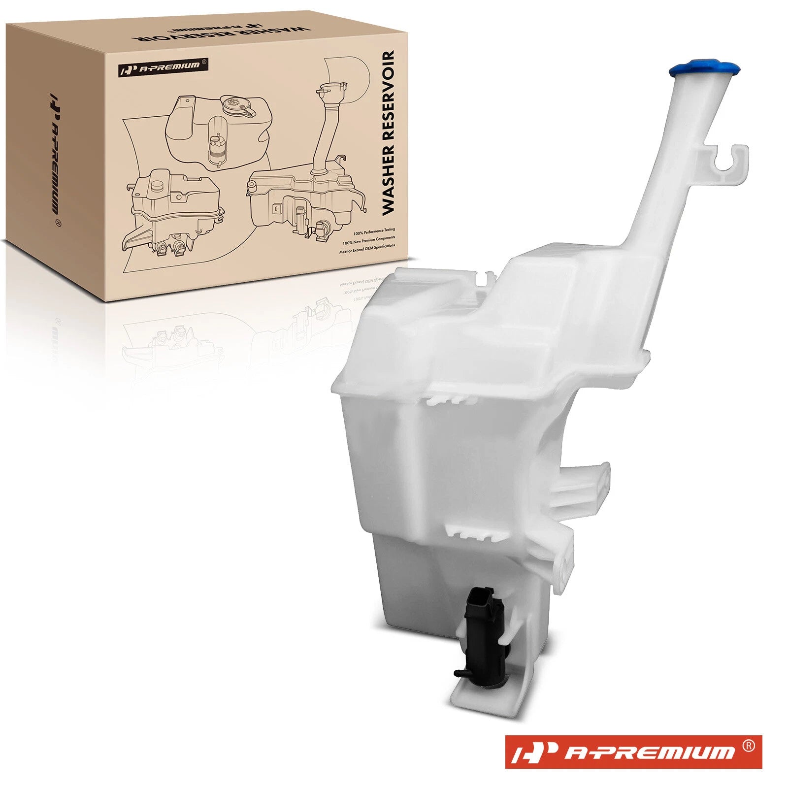 Windshield Washer Reservoir with Cap & Pump for Kia Rio (2012–2015)