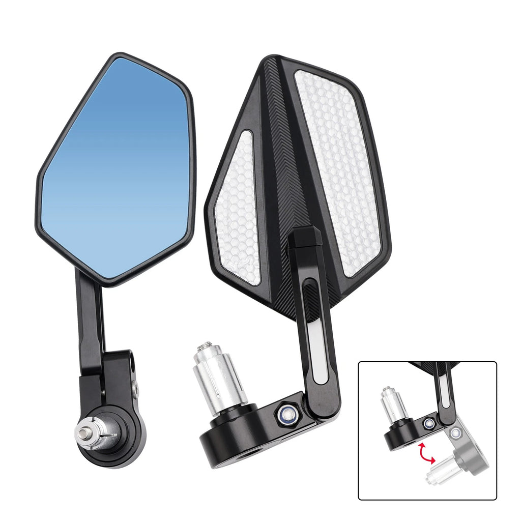 Aluminum 360 Rotation Bar End Mirrors for Motorcycle (22mm, PAIR)