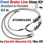 64 Inch Front Braided Brake Hose Line Kit for Can-Am Maverick X3 Turbo (2017–2023)