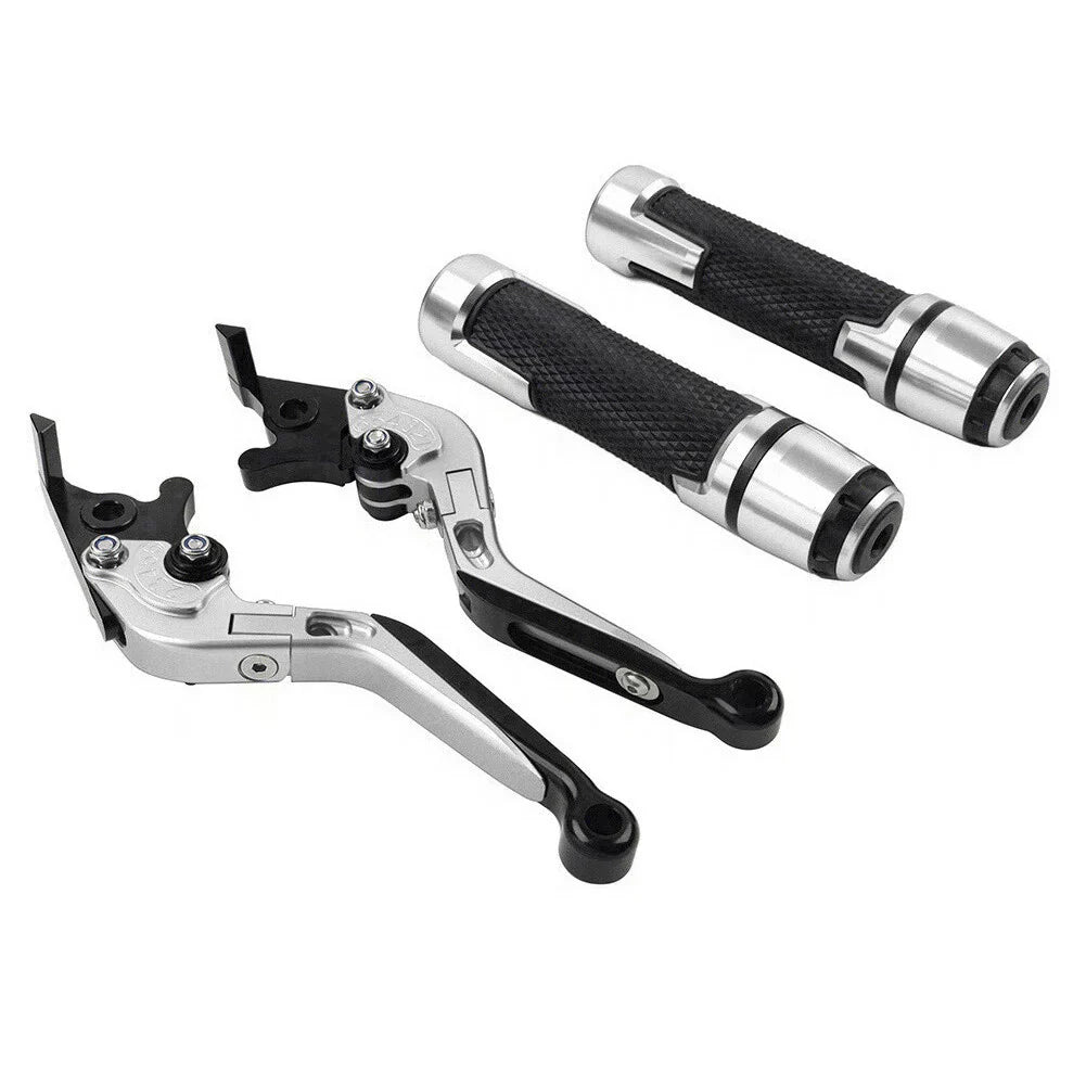 Silver Brake Clutch Lever Handlebar Grip Set for Yamaha MT-15, XSR155