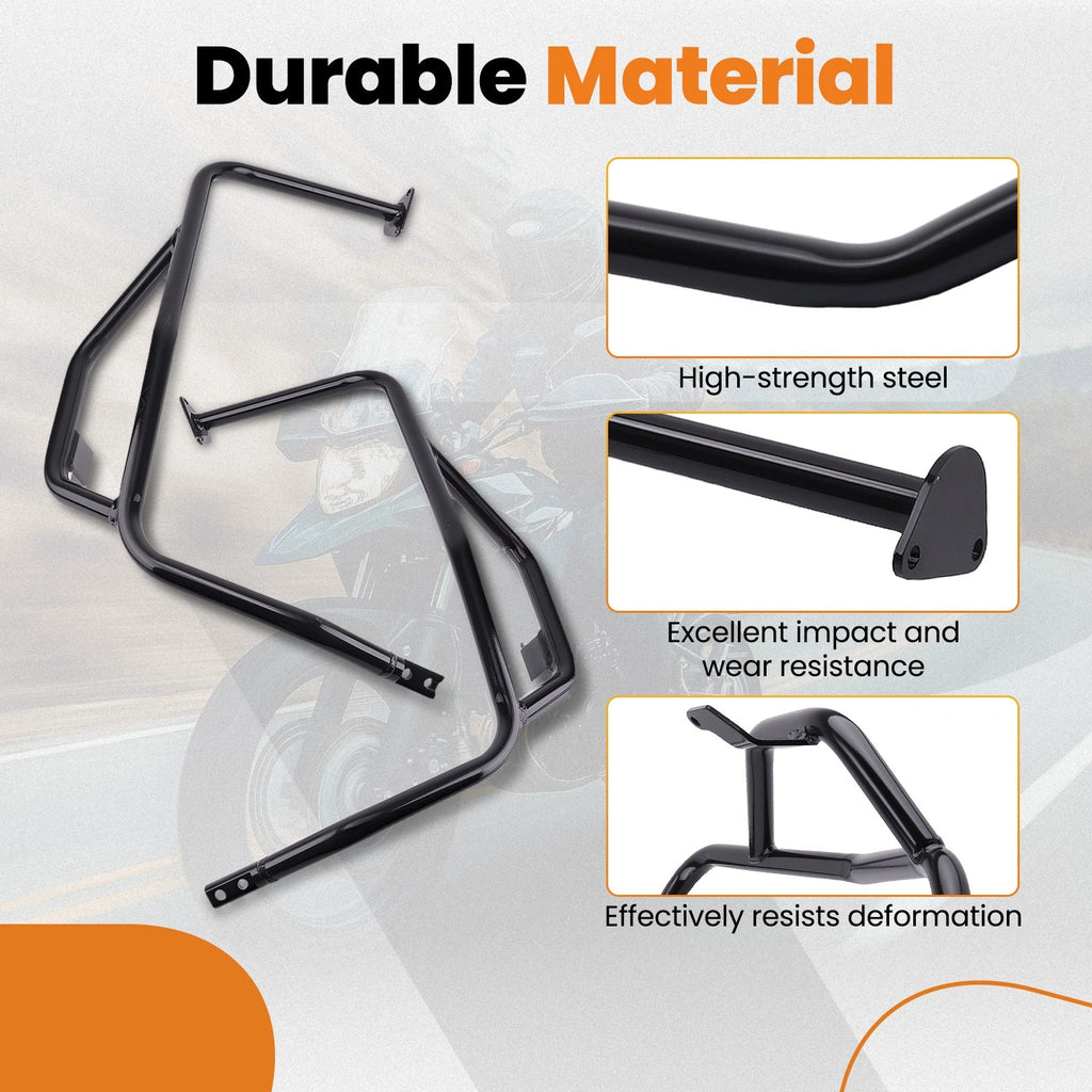 Black Steel Crash Bar Set for Kawasaki KLR650 (2022–2025) Engine Guard