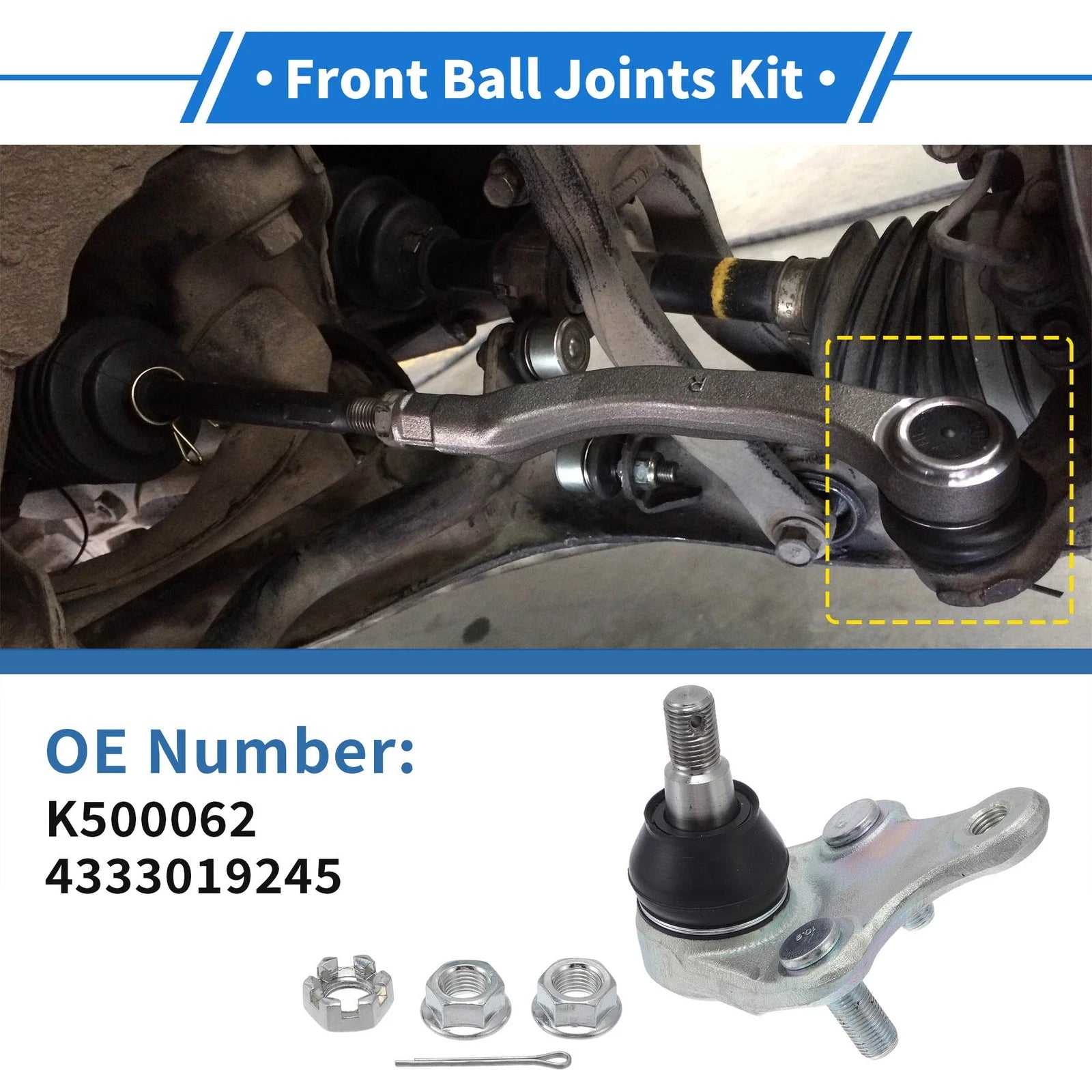 2X Front Lower Ball Joints for Toyota RAV4 (2006–2018) No.K500062/4333019245
