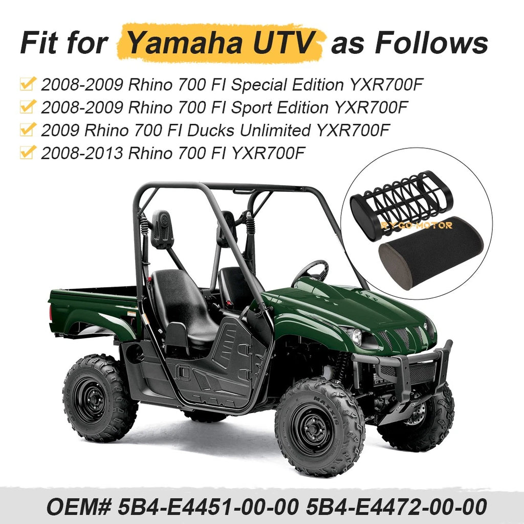 Air Filter Cleaner w/ Cage Guide Holder for Yamaha Rhino 700 (2008–2013)