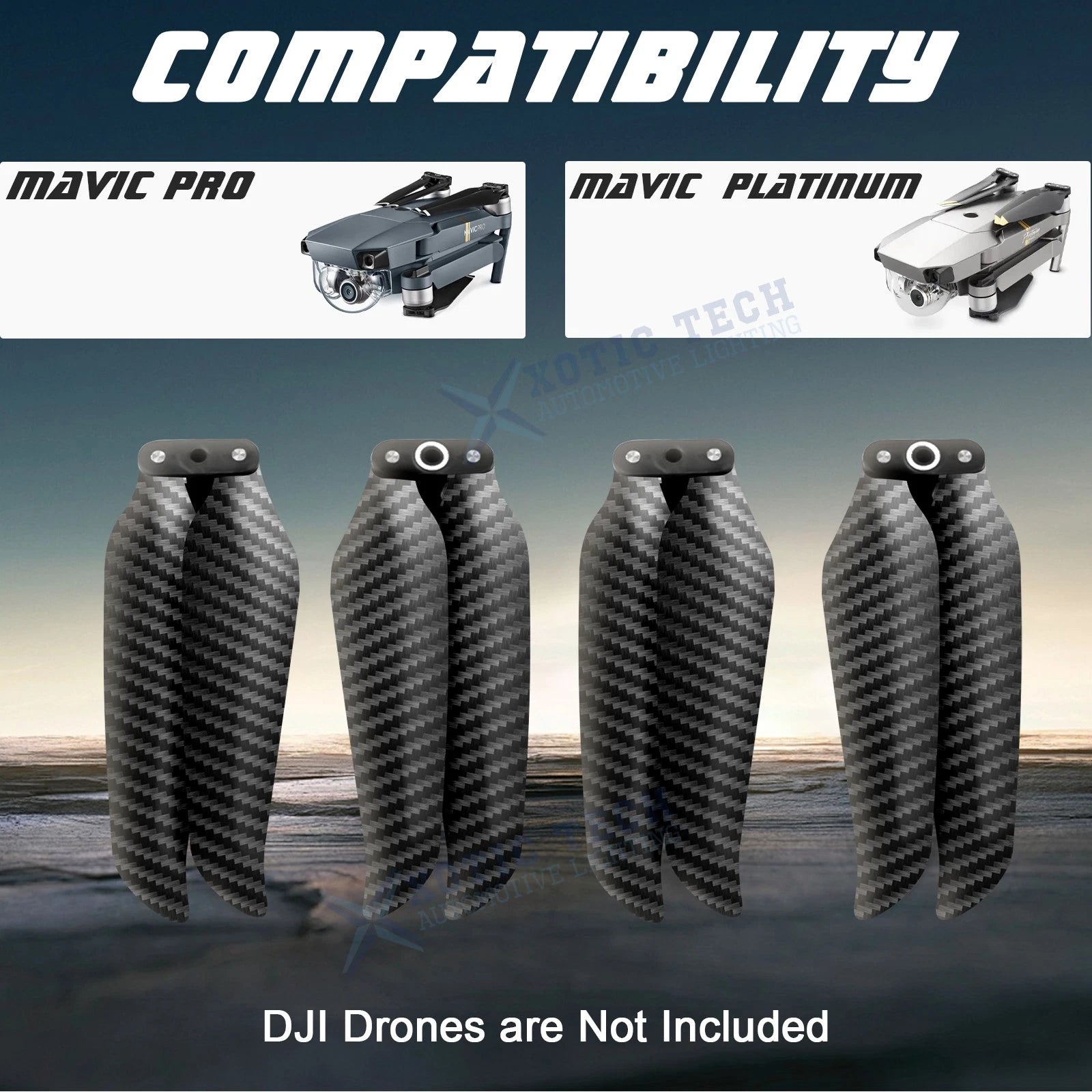 Quiet Carbon Fiber Propellers for DJI Mavic Pro (2016-2017)