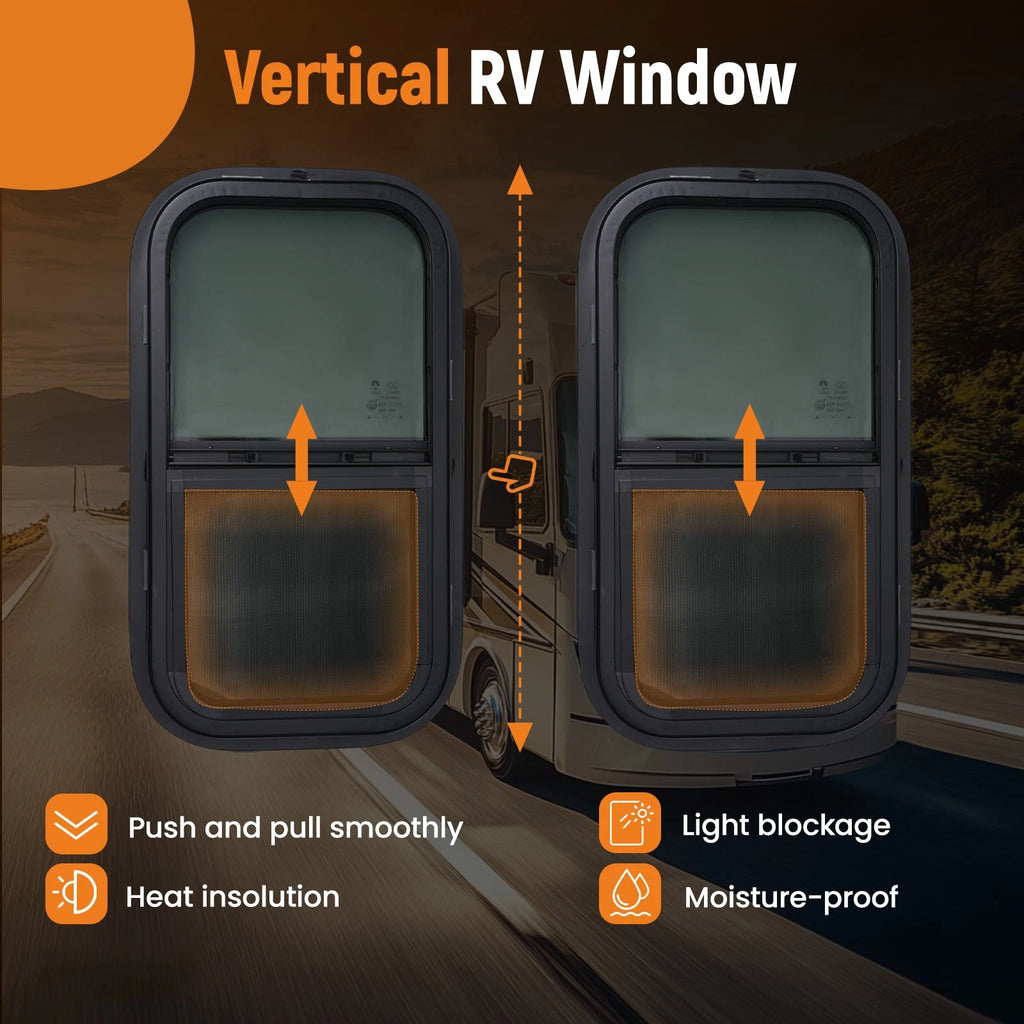 2 Pack 12" x 22" Vertical RV Windows for RV/Camper/Trailer/Cargo