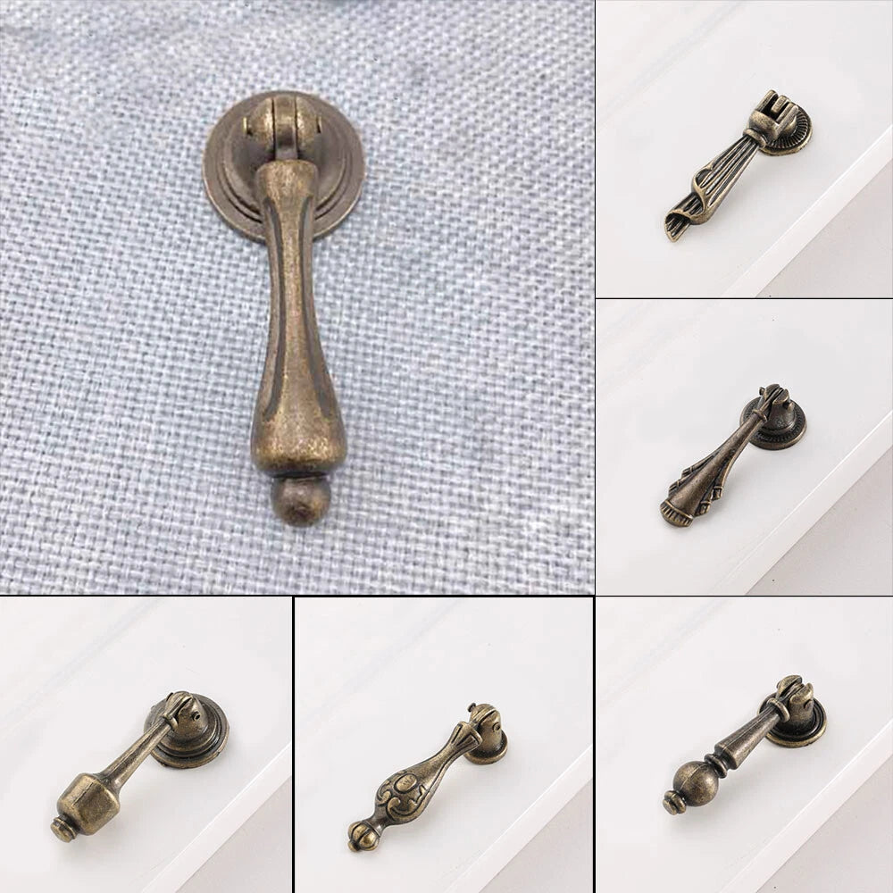 2X Retro Drop Pull Handles for Kitchen Cupboard Drawer