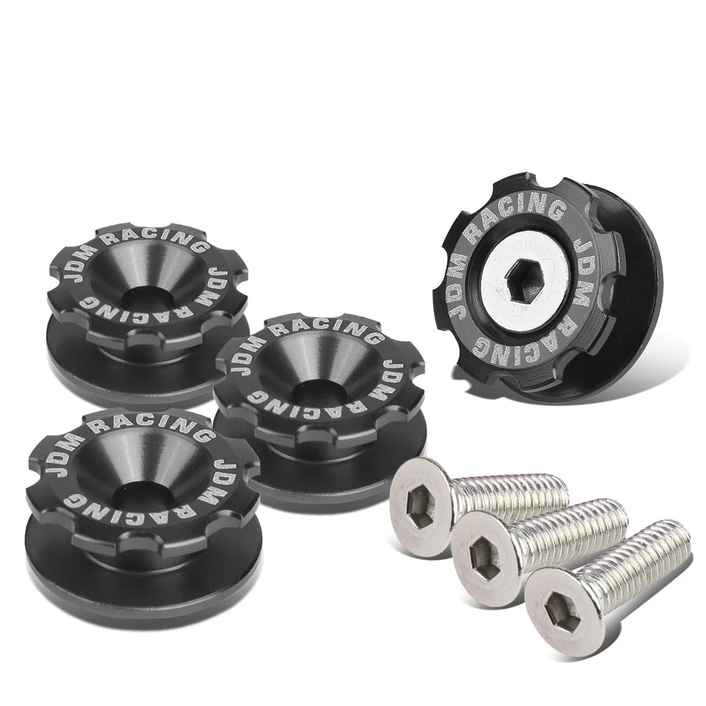 Set of 4 Aluminum Gun Metal Bumper Quick Release Fasteners for Gear Lid