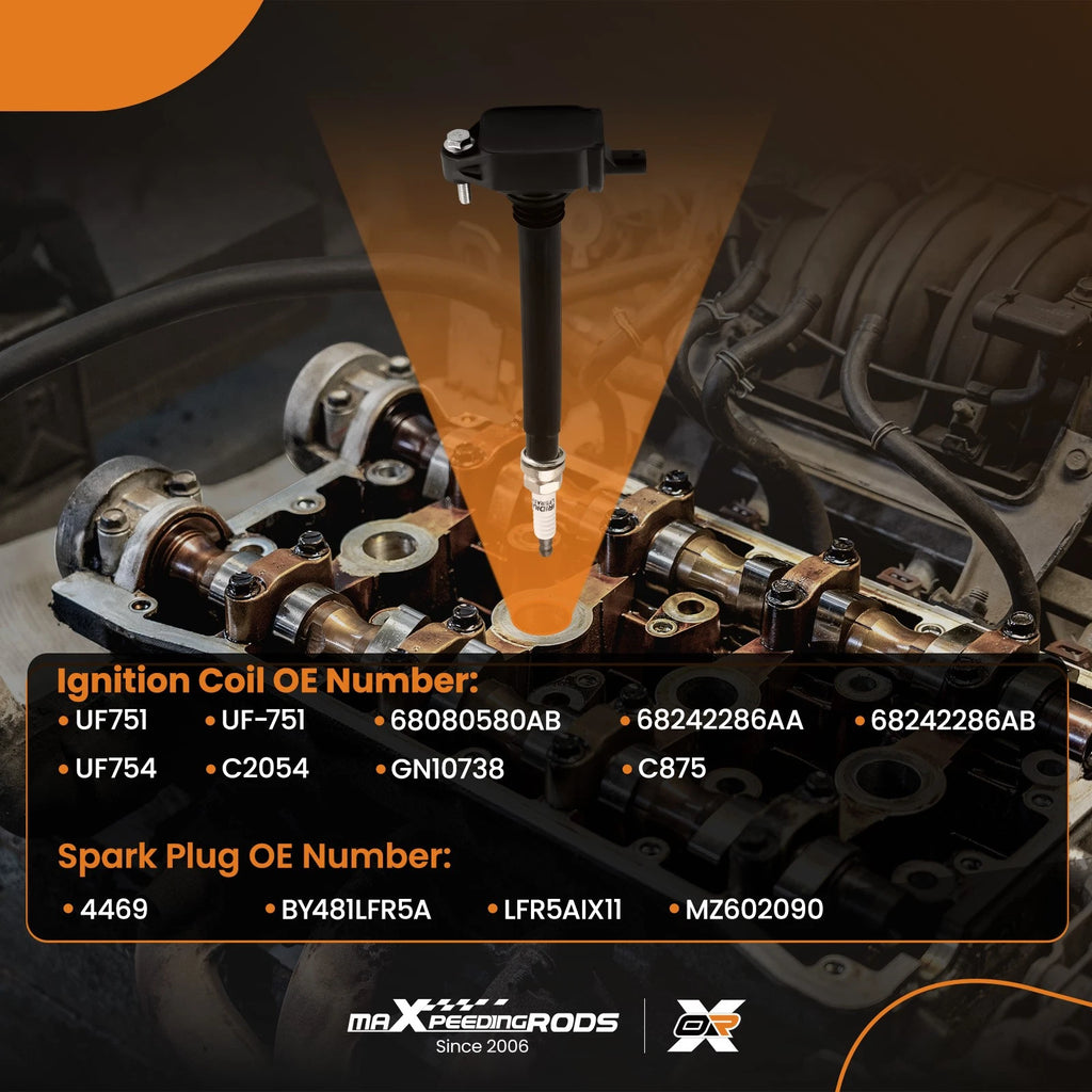 Set of 4 Ignition Coils & Spark Plugs for Chrysler 200 Dodge Dart Jeep Ram