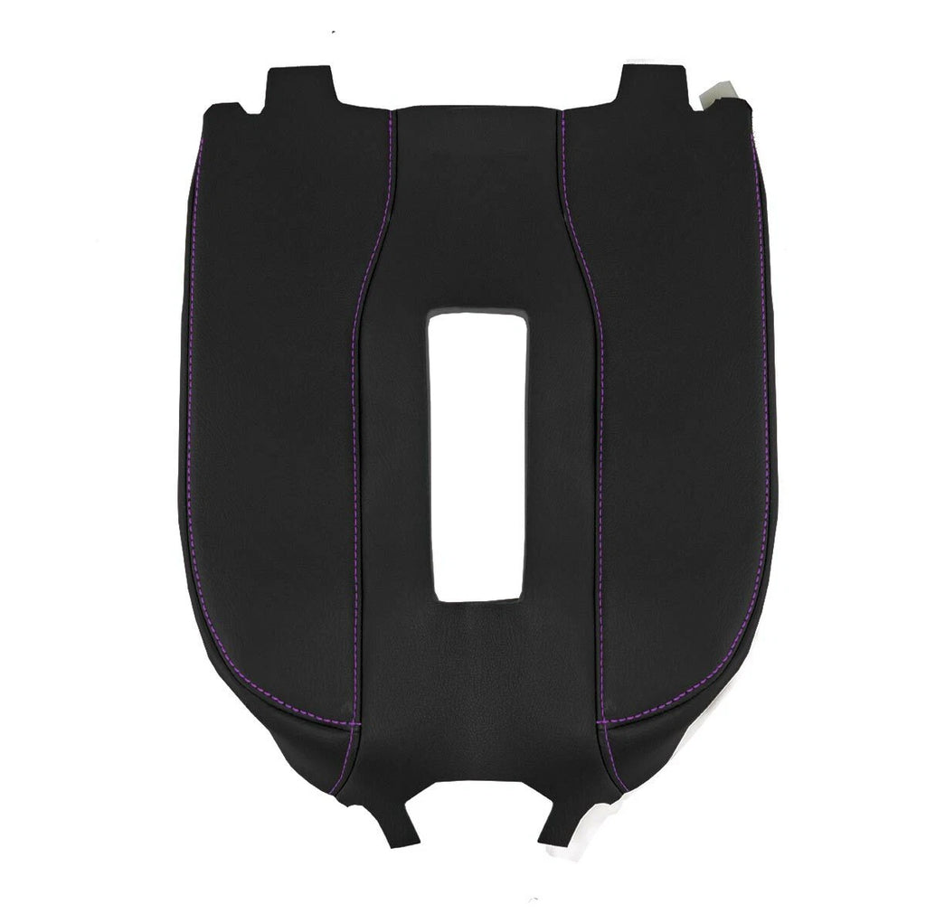 Leather Console Lid Bucket Cover for Chevrolet Silverado (2019–2020) Purple Stitch