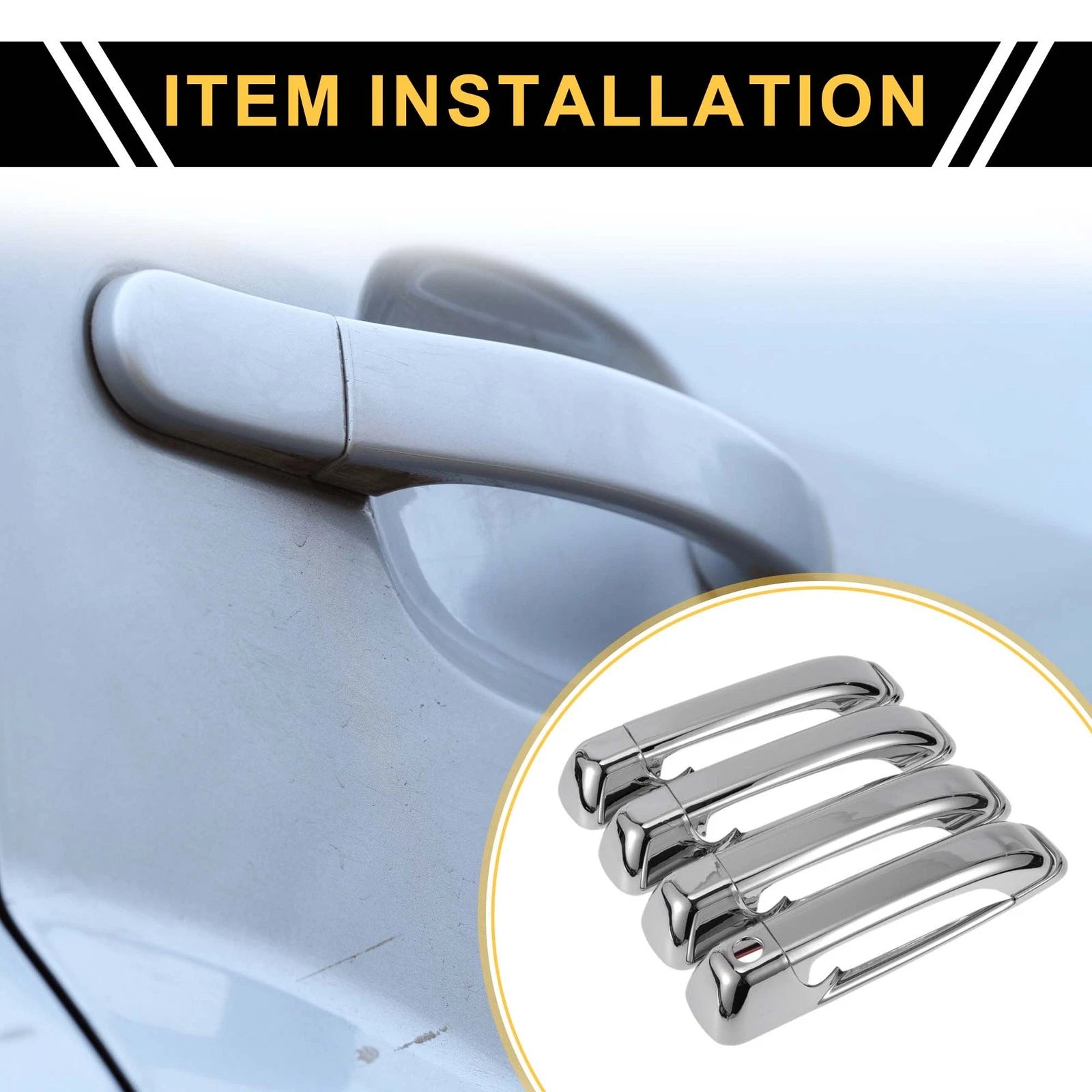 Set of 4 Car Door Handle Protectors for Dodge Ram 1500 (2009–2018) Silver Tone