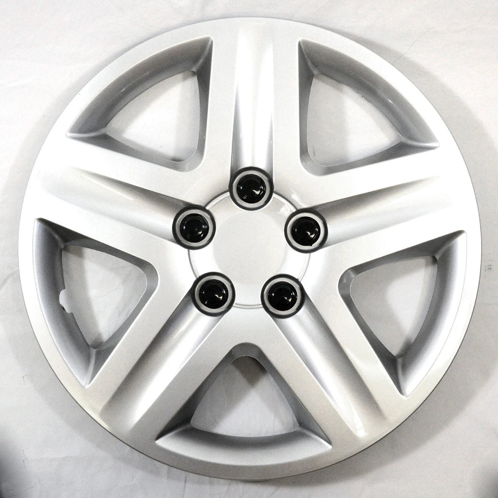 Wheel Cover Hubcaps Push-On 5-Spoke Silver Set for Universal Fit (2000–2025)