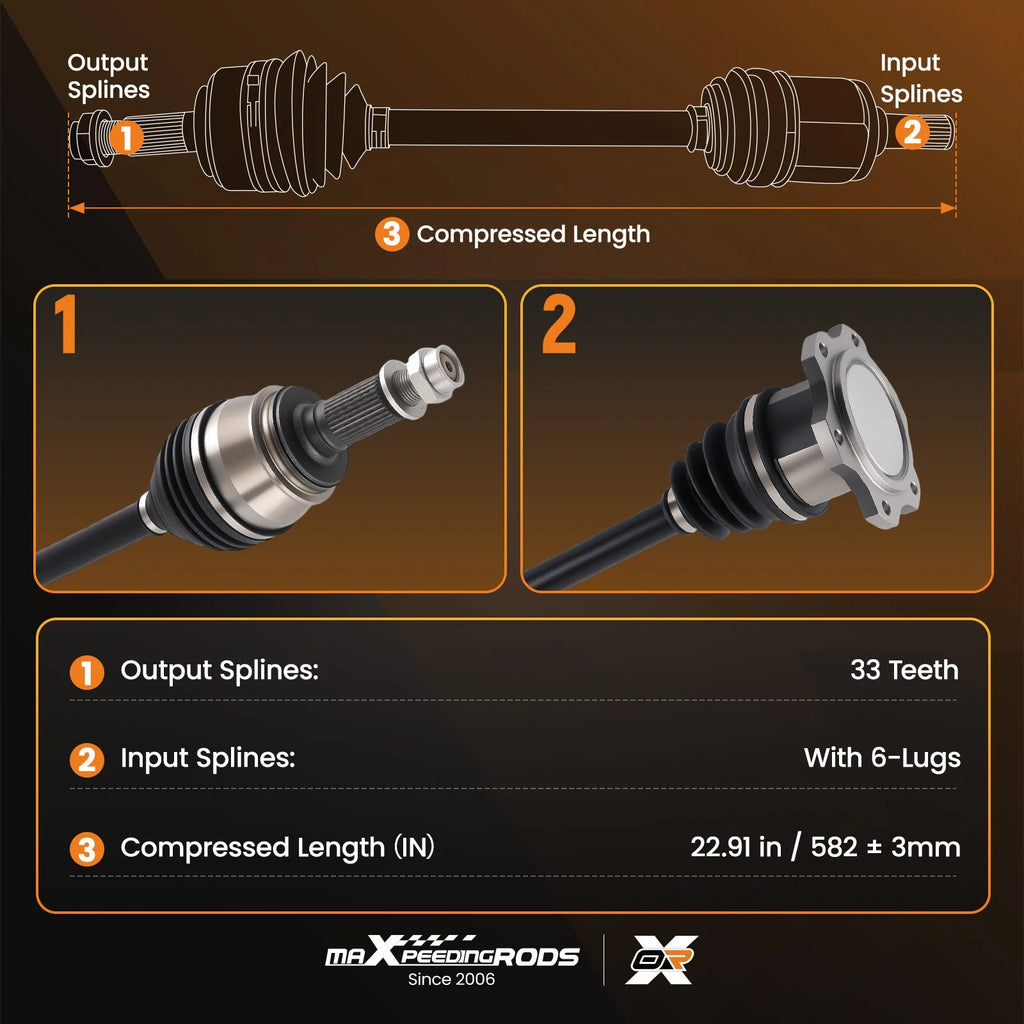 Pair Front CV Axle Shafts for Chevy Silverado GMC Sierra 1500 (2007–2018)